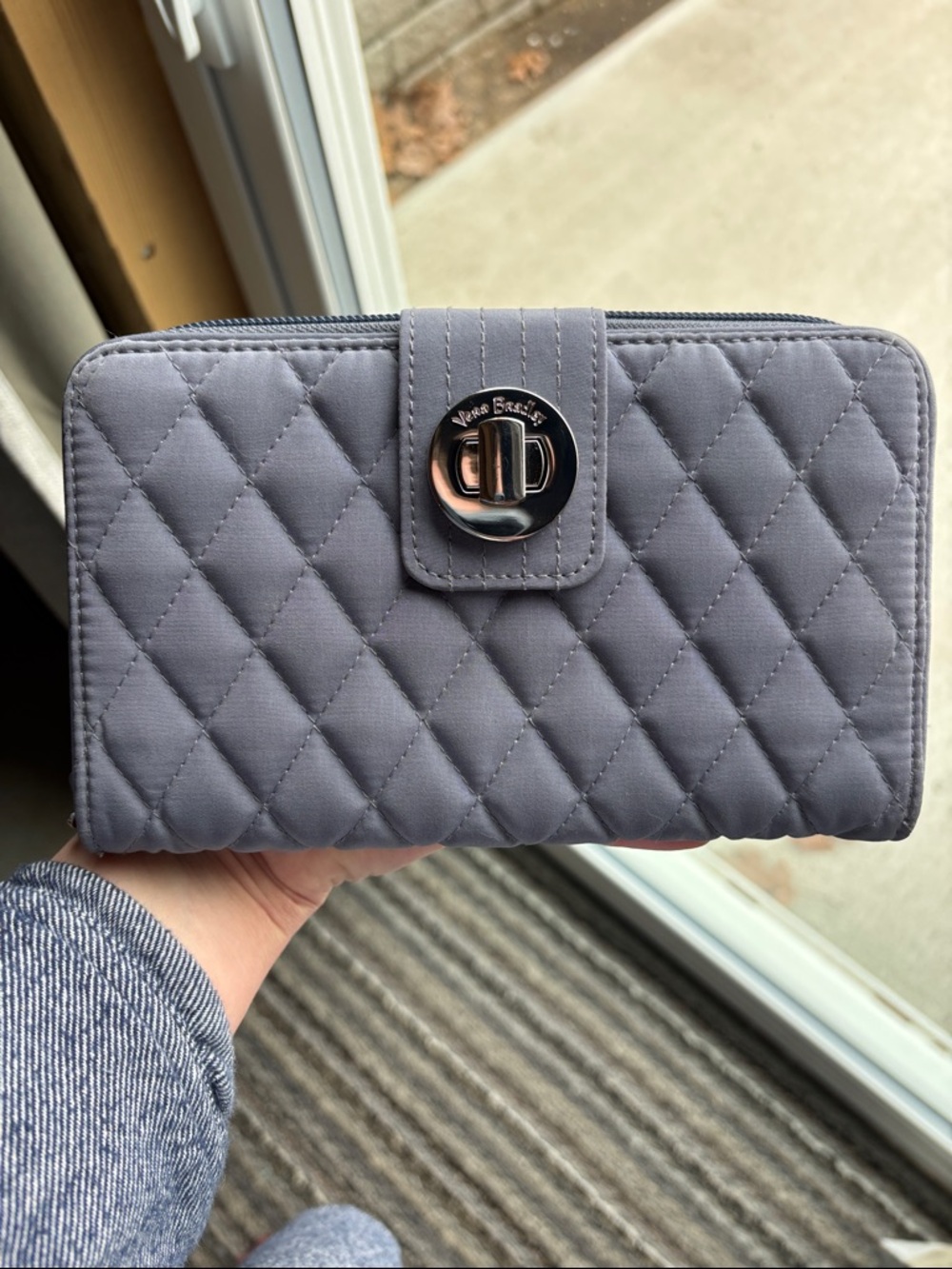Vera Bradley Quilted Slate Gray Turn-Lock Wallet